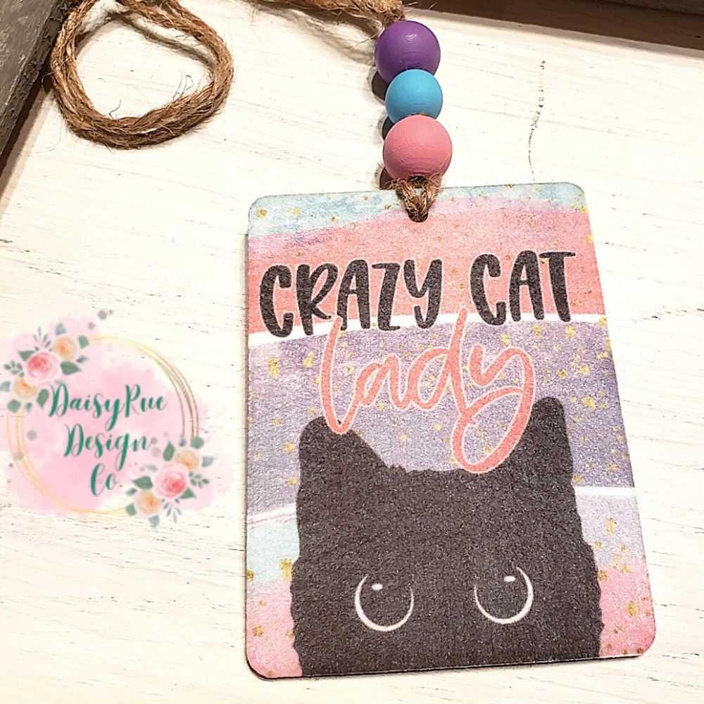 Crazy Cat Lady Felt Car Air Freshener